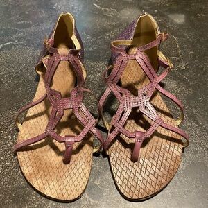 Dumond Purple Mauve Caged Gladiator Flat Leather Sandals Size 39